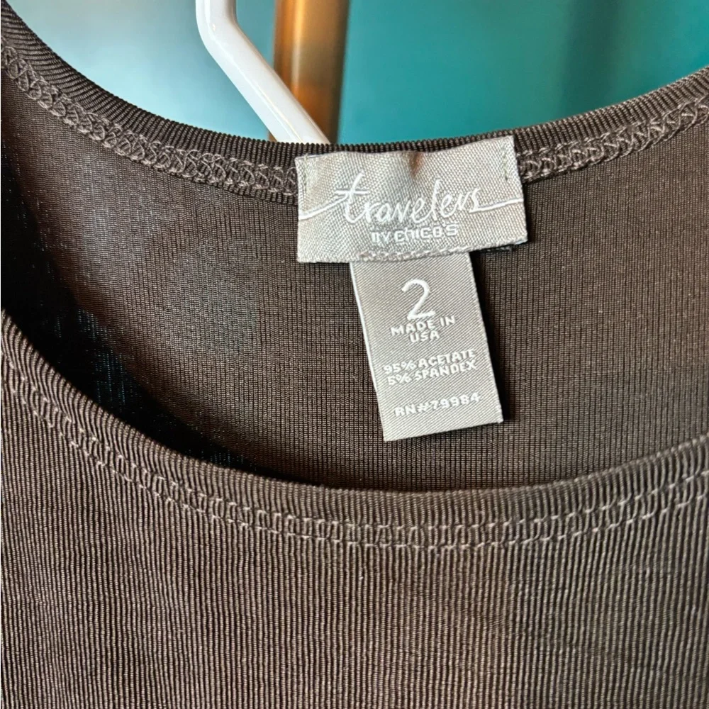 Chico's Travelers Chocolate Brown Sleeveless Tank Top with Capri Pants Set - Picture 4 of 6